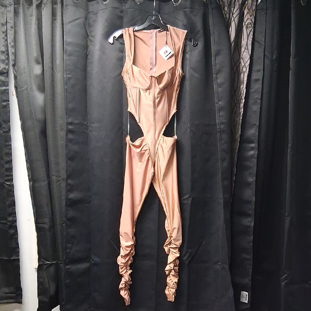 Elegant Tan Cutout Jumpsuit